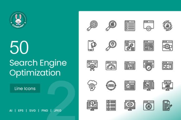 Download 50 Search Engine Optimization Line Icons - Premium Resources