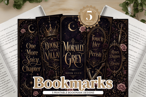 Download Dark Fantasy BookTok Bookmark Set of 5 - Book Collection