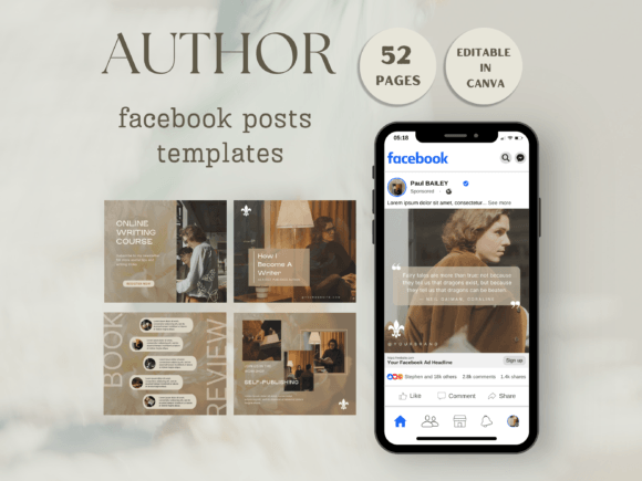 Download Facebook Posts Template for Authors - Book Collection