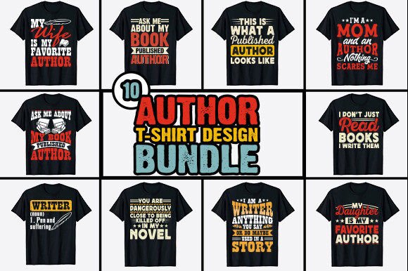Download Book Writer Author T-shirt Design Bundle - Book Collection