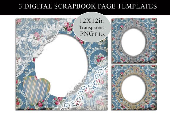 Download 3 Vintage Scrapbook Page Templates - Book Collection
