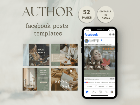 Download Author Facebook Post Template - Book Collection