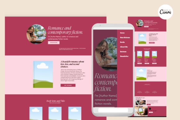 Download Canva Book Landing Page for Authors - Book Collection