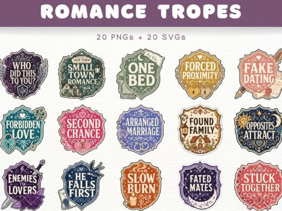 Download Romance Tropes Badge Clipart Bookish PNG - Book Collection