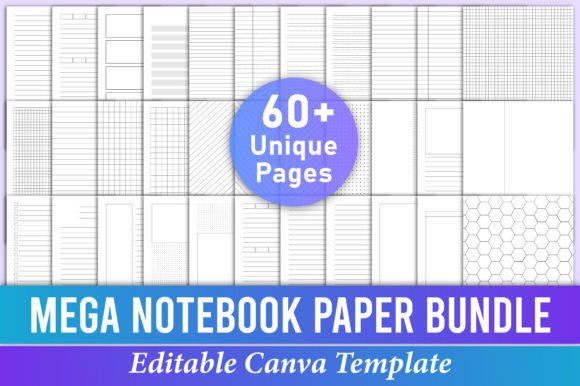 Download Mega Notebook Paper Bundle Pack Canva - Book Collection
