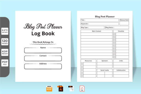 Download Blog Post Planner KDP Interior Log Book - Book Collection