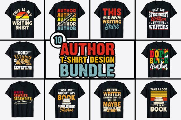 Download Book Writer Author T-shirt Design Bundle - Book Collection