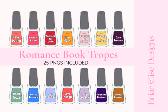Download Booktok Trope PNG Bundle Bookish Romance - Book Collection