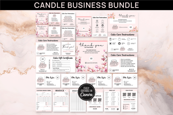 Download Editable Cake Business Canva Bundle Temp - Canva bundle Collection